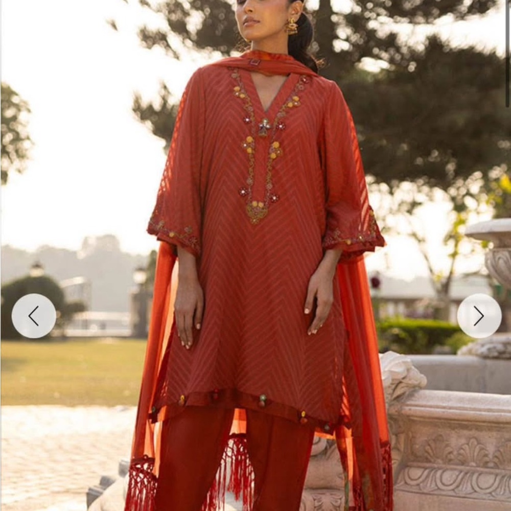 Elegant Red Embroidered Kurta Set